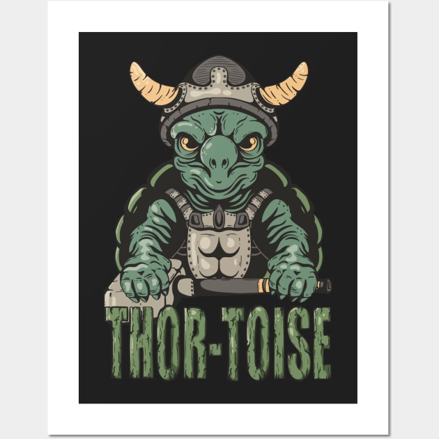 Thor-Toise Viking Turtle Lover Nordic Wall Art by Foxxy Merch